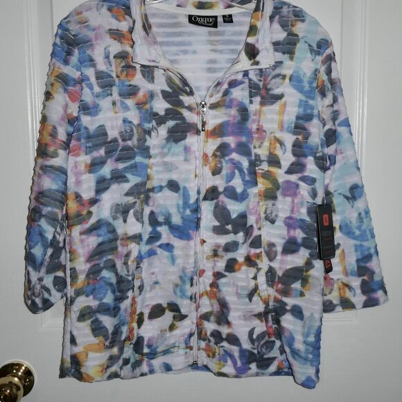 BRAND NEW NWT COLORFUL ONQUE CASUAL ZIP UP WOMENS JACKET - SIZE SMALL - Picture 2 of 2